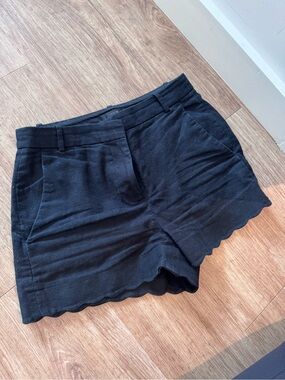 J. Crew Black High-Rise Scalloped Hem Shorts